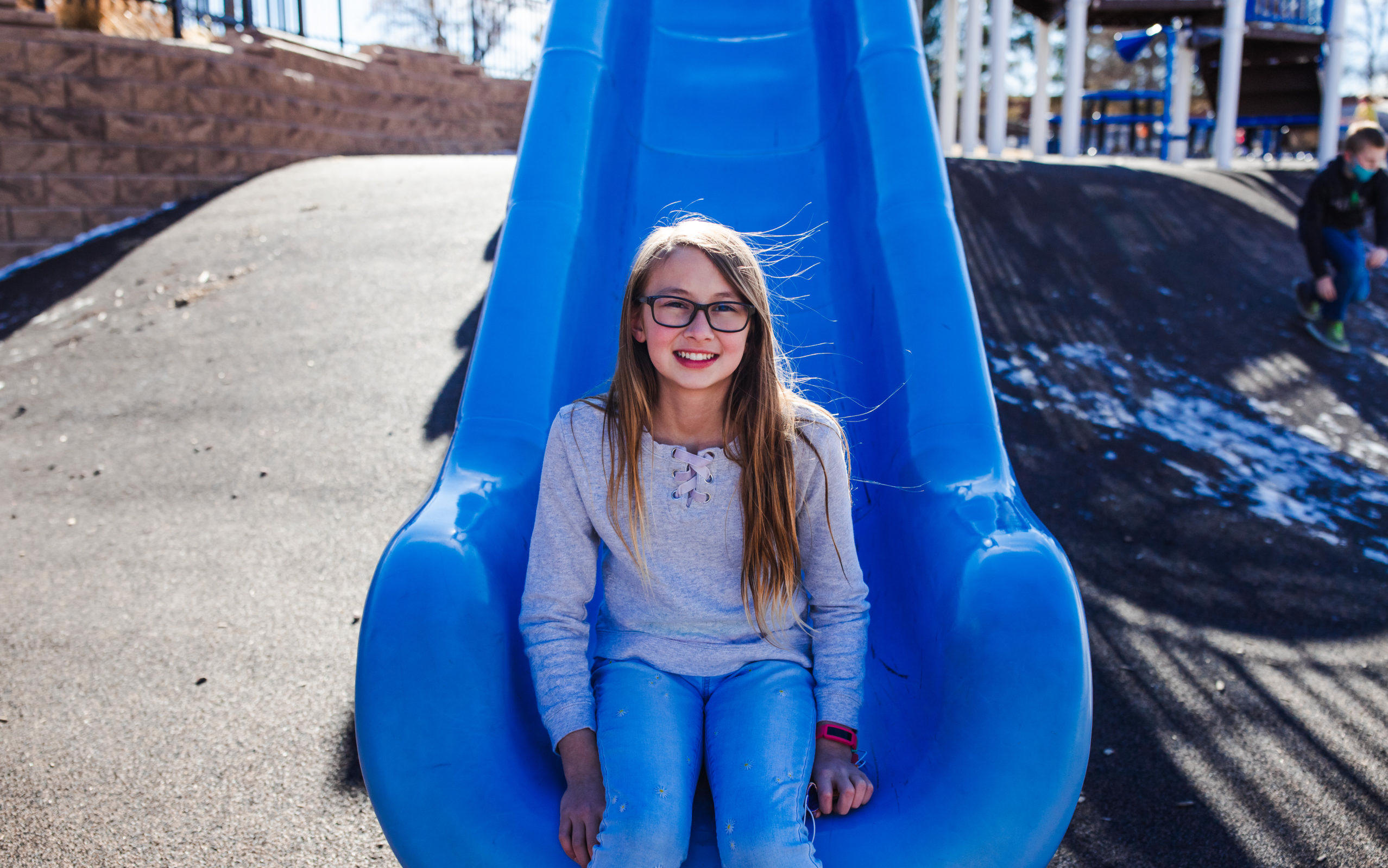 girl playground slide